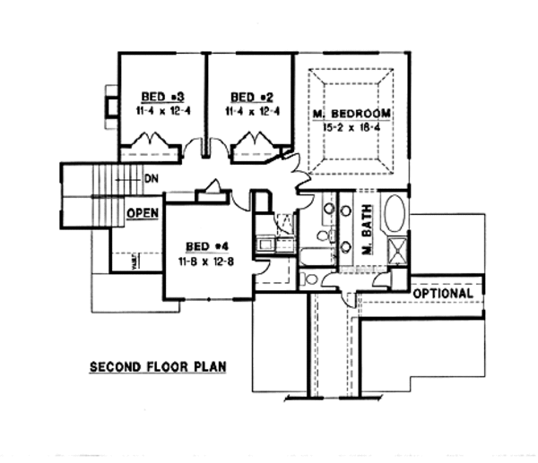 Traditional Floor Plan - Upper Floor Plan #67-166