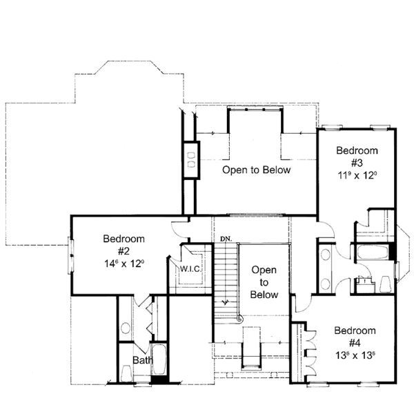 Architectural House Design - Colonial Floor Plan - Upper Floor Plan #429-96