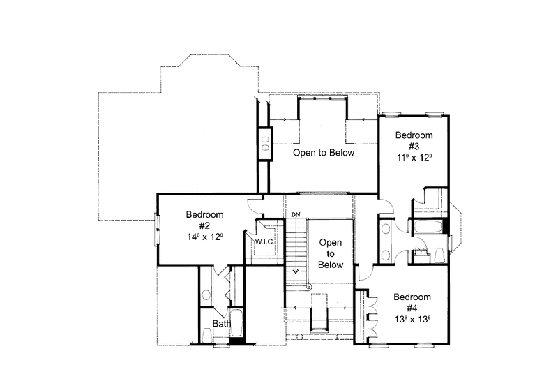 Dream House Plan - Floor Plan - Upper Floor for Colonial House Plan #429-96 - 4 bed, 3.5 bath