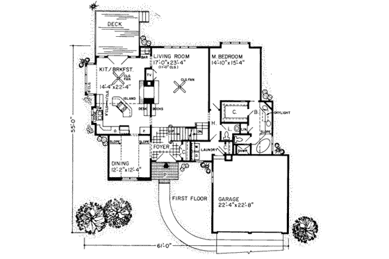 Floor Plan - Main Floor for Traditional House Plan #312-491 - 3 bed, 2.5 bath