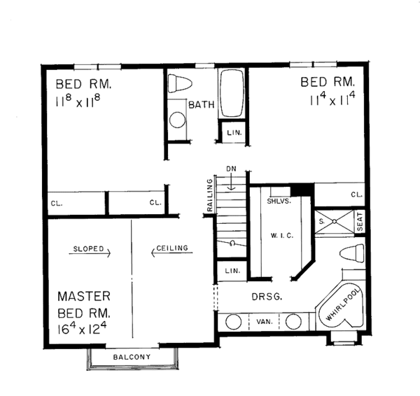 House Blueprint - Mediterranean Floor Plan - Upper Floor Plan #72-994
