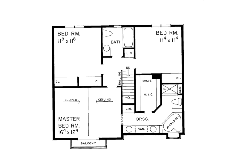 Home Plan - Floor Plan - Upper Floor for Mediterranean House Plan #72-994 - 3 bed, 2.5 bath