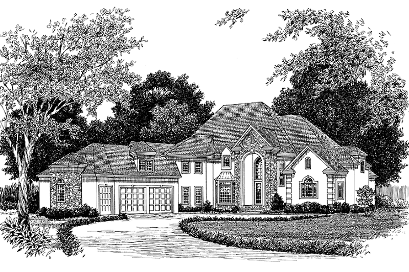 Home Plan - Exterior - Front Elevation 3 for European House Plan #453-190 - 5 bed, 4.5 bath