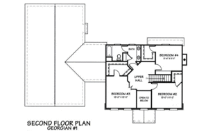 Floor Plan - Upper Floor for Colonial House Plan #446-1 - 4 bed, 2.5 bath