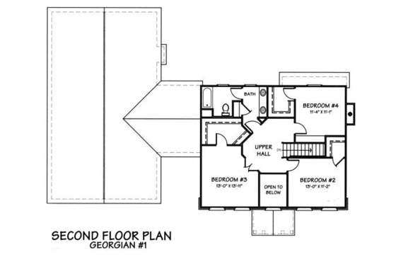 Floor Plan - Upper Floor for Colonial House Plan #446-1 - 4 bed, 2.5 bath