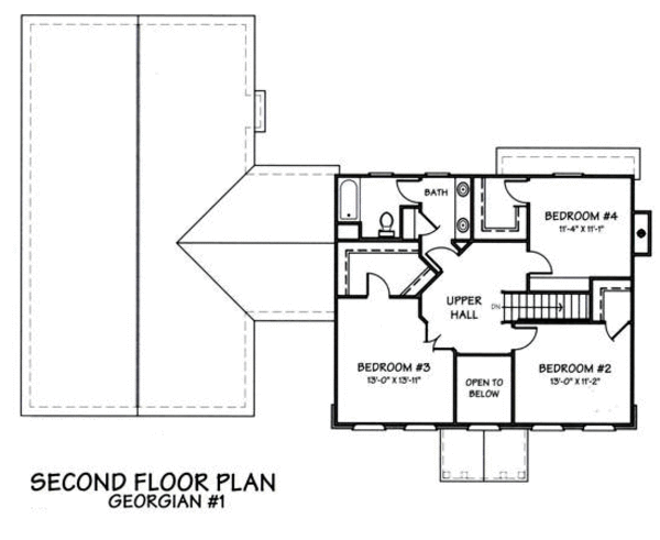Colonial Floor Plan - Upper Floor Plan #446-1