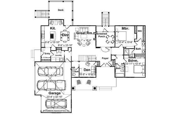 Floor Plan - Main Floor for Craftsman House Plan #928-56 - 3 bed, 3.5 bath