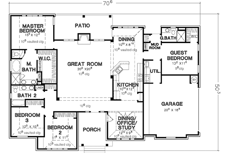 Home Plan - Floor Plan - Main Floor for Country House Plan #472-374 - 4 bed, 3 bath