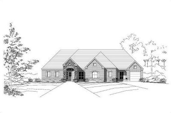 Exterior - Front Elevation for European House Plan #411-668 - 3 bed, 2 bath