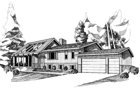 Exterior - Front Elevation 3 for Contemporary House Plan #60-939 - 3 bed, 2 bath