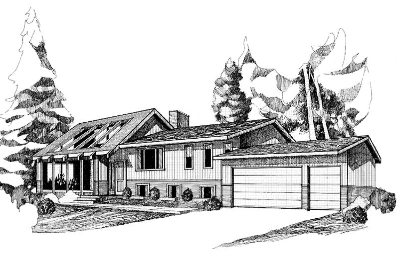 Architectural House Design - Exterior - Front Elevation 3 for Contemporary House Plan #60-939 - 3 bed, 2 bath