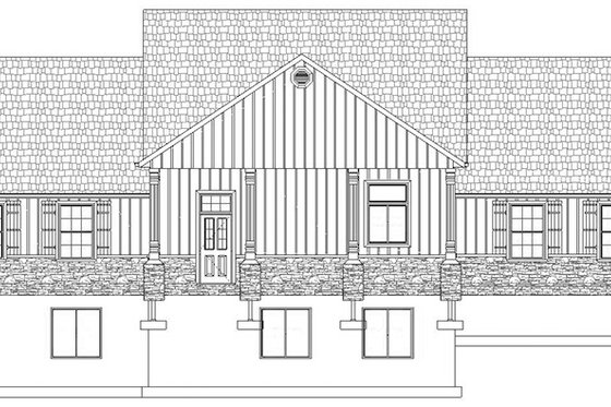 Exterior - Rear Elevation 1 for Ranch House Plan #1060-23 - 4 bed, 2 bath