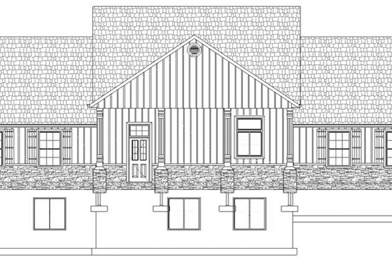 Home Plan - Exterior - Rear Elevation 1 for Ranch House Plan #1060-23 - 4 bed, 2 bath
