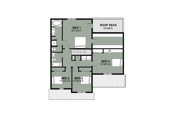 Floor Plan - Upper Floor for Farmhouse House Plan #497-5 - 4 bed, 2.5 bath
