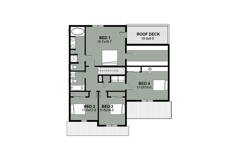 Home Plan - Floor Plan - Upper Floor for Farmhouse House Plan #497-5 - 4 bed, 2.5 bath