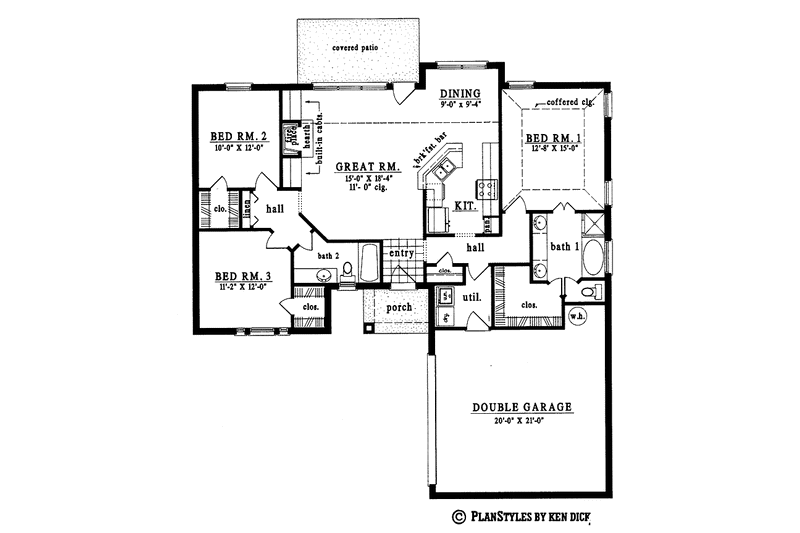 Home Plan - Floor Plan - Main Floor for European House Plan #42-452 - 3 bed, 2 bath