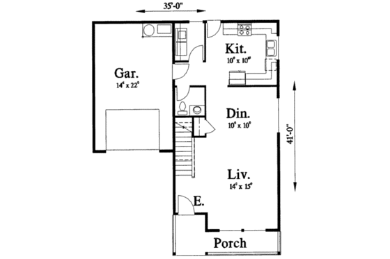 Floor Plan - Main Floor for Traditional House Plan #303-350 - 4 bed, 2.5 bath
