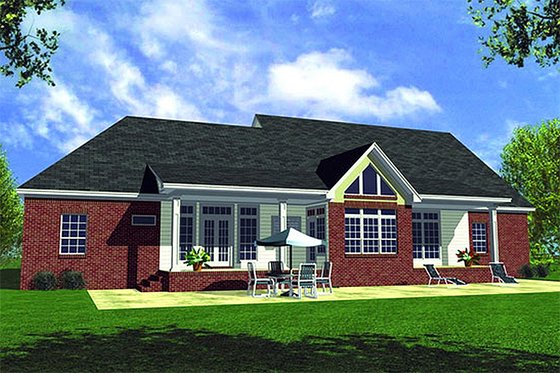 Exterior - Rear Elevation for Traditional House Plan #21-116 - 3 bed, 3 bath