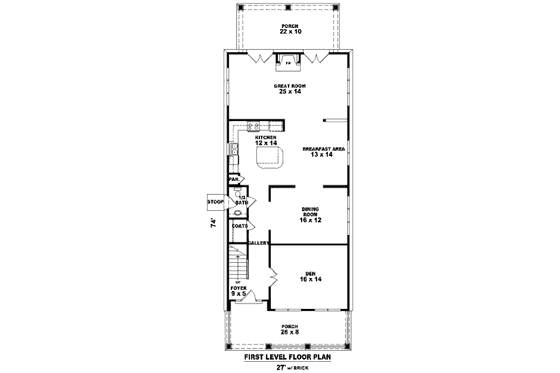 Floor Plan - Main Floor for Beach House Plan #81-13679 - 3 bed, 2.5 bath