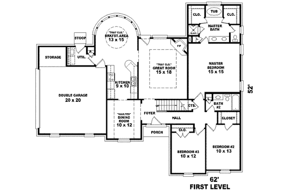 Floor Plan - Main Floor for European House Plan #81-873 - 3 bed, 2 bath