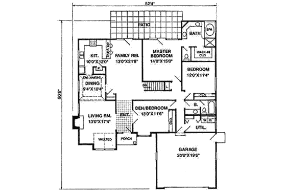 Floor Plan - Main Floor for Ranch House Plan #116-181 - 3 bed, 2 bath