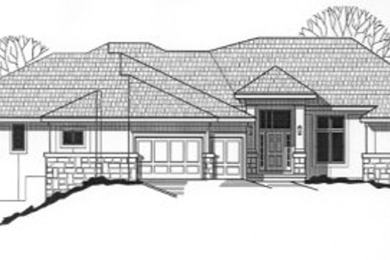 Exterior - Front Elevation for Ranch House Plan #67-849 - 4 bed, 3 bath