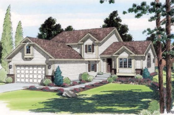 Exterior - Front Elevation for Traditional House Plan #312-385 - 4 bed, 3 bath