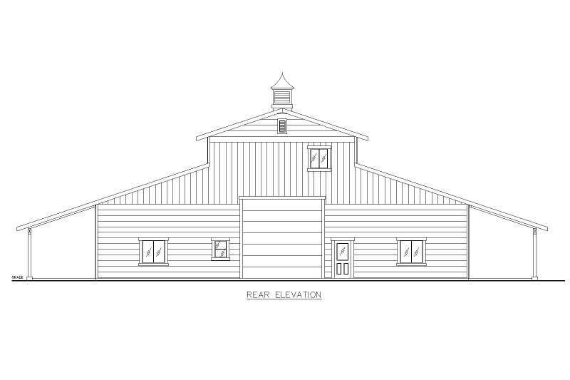 Home Plan - Exterior - Rear Elevation for Farmhouse House Plan #117-1003, 1.5 bath