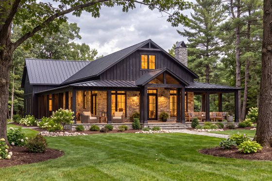 Exterior - Front Elevation 4 for Barndominium House Plan #430-450 - 3 bed, 2 bath