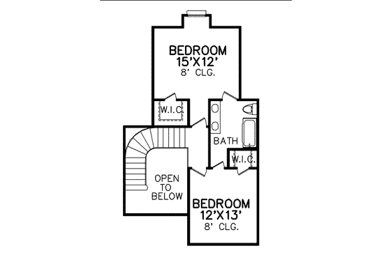 Floor Plan - Upper Floor for Traditional House Plan #65-390 - 3 bed, 3 bath
