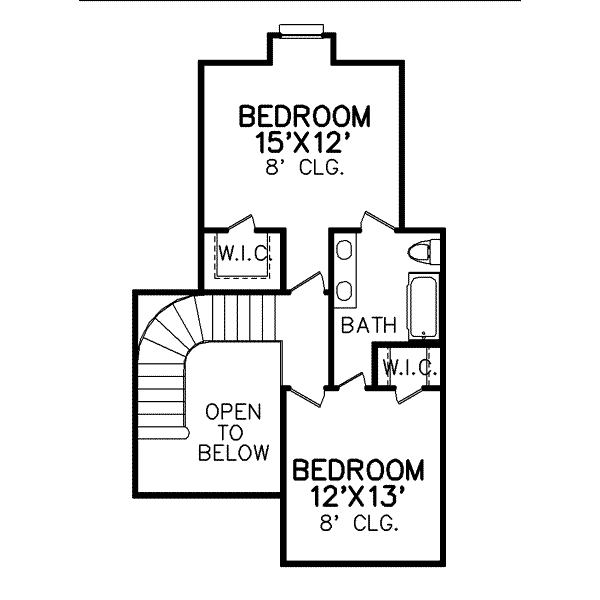 Traditional Floor Plan - Upper Floor Plan #65-390