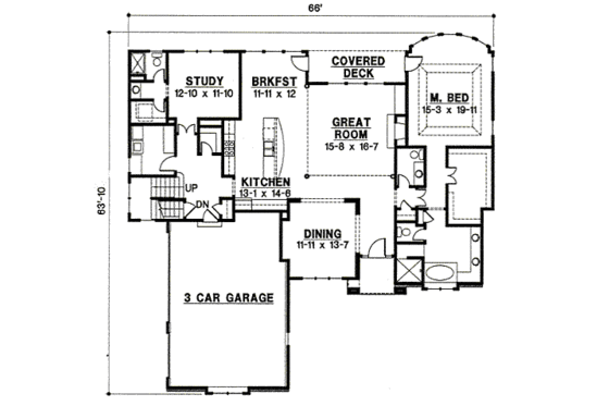 Floor Plan - Main Floor for Traditional House Plan #67-846 - 5 bed, 5 bath