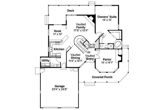 Floor Plan - Main Floor for Traditional House Plan #124-109 - 3 bed, 2.5 bath