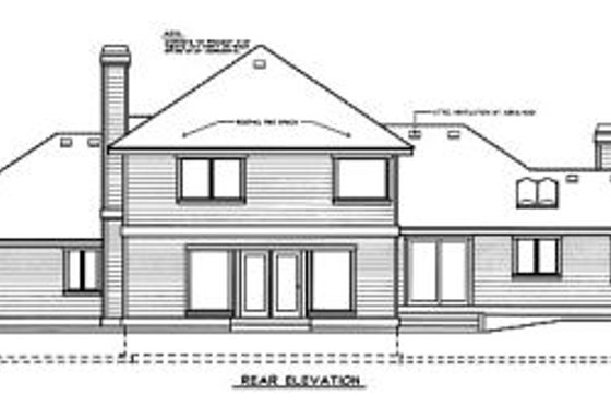 Exterior - Rear Elevation for Traditional House Plan #97-220 - 4 bed, 3 bath