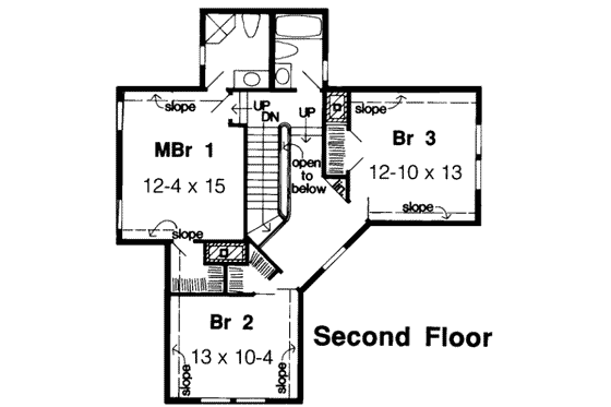 Floor Plan - Upper Floor for European House Plan #312-329 - 3 bed, 2.5 bath