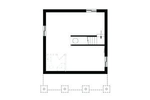 Floor Plan - Lower Floor for Cottage House Plan #23-2300 - 1 bed, 1 bath