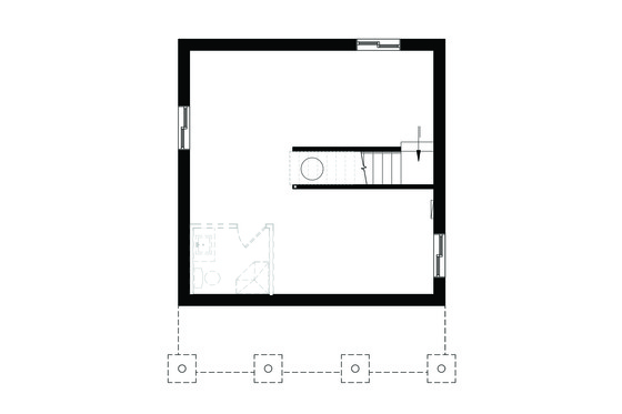 Floor Plan - Lower Floor for Cottage House Plan #23-2300 - 1 bed, 1 bath