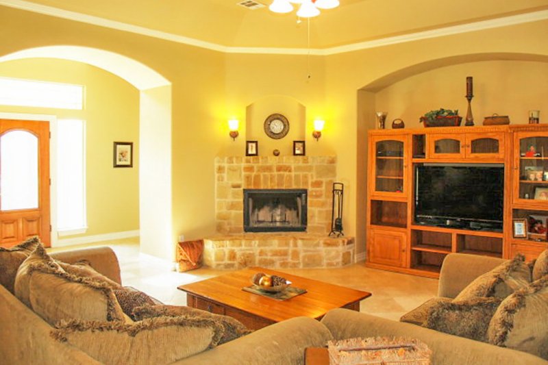 House Blueprint - Interior - Family Room for Mediterranean House Plan #80-142 - 4 bed, 2 bath