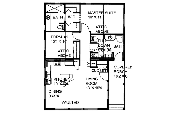 Floor Plan - Main Floor for Traditional House Plan #117-755 - 2 bed, 2 bath