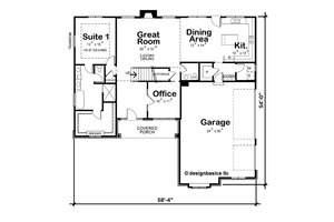 Floor Plan - Main Floor for Modern House Plan #20-2493 - 4 bed, 3.5 bath