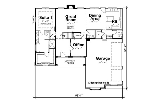 Floor Plan - Main Floor for Modern House Plan #20-2493 - 4 bed, 3.5 bath