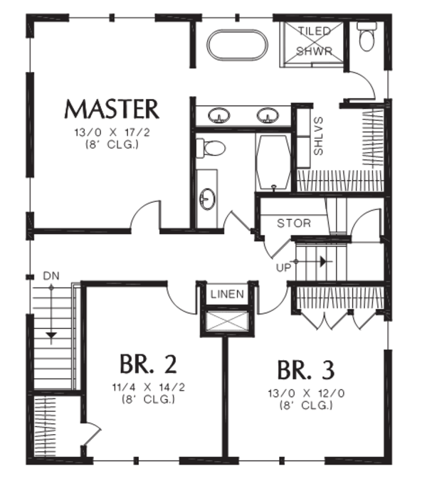 Craftsman Floor Plan - Upper Floor Plan #48-710