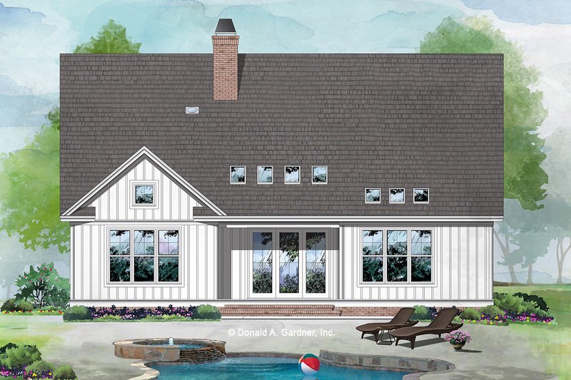 House Design - Exterior - Rear Elevation for Country House Plan #929-1081 - 4 bed, 3 bath