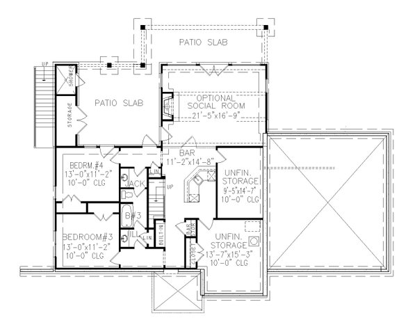 Craftsman Floor Plan - Lower Floor Plan #54-562