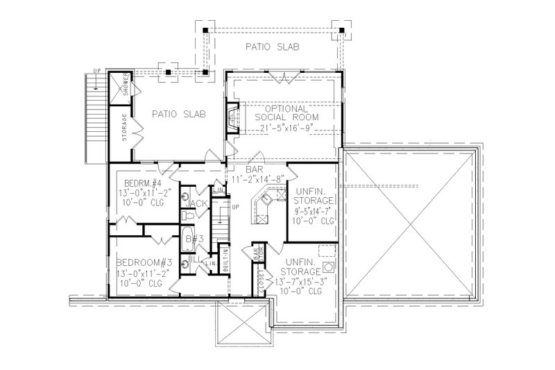 Dream House Plan - Floor Plan - Lower Floor for Craftsman House Plan #54-562 - 4 bed, 3 bath