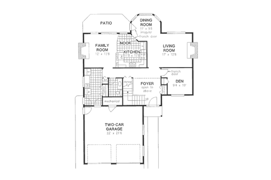 Floor Plan - Main Floor for Traditional House Plan #18-9048 - 4 bed, 2.5 bath