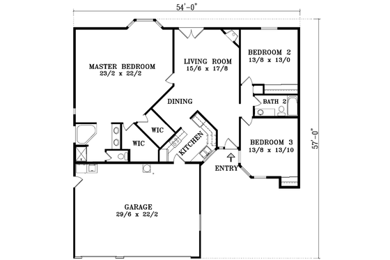 Floor Plan - Main Floor for Colonial House Plan #1-1356 - 3 bed, 2 bath