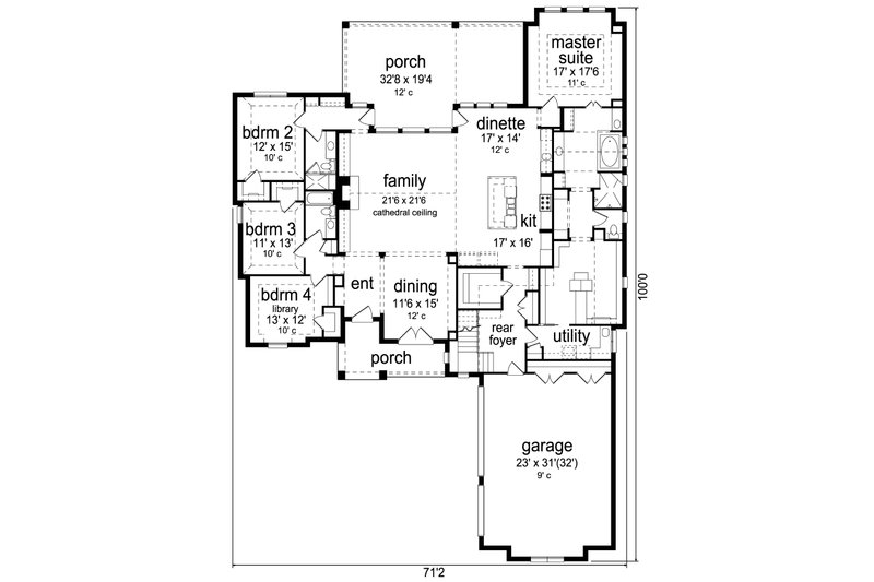 Home Plan - Floor Plan - Main Floor for Traditional House Plan #84-603 - 4 bed, 4 bath