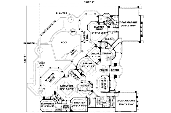 Floor Plan - Main Floor for European House Plan #27-277 - 5 bed, 5.5 bath