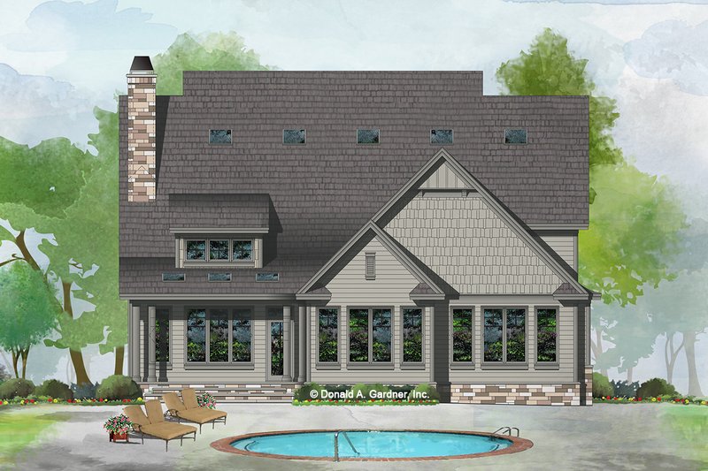 Architectural House Design - Exterior - Rear Elevation for Craftsman House Plan #929-1031 - 5 bed, 4.5 bath